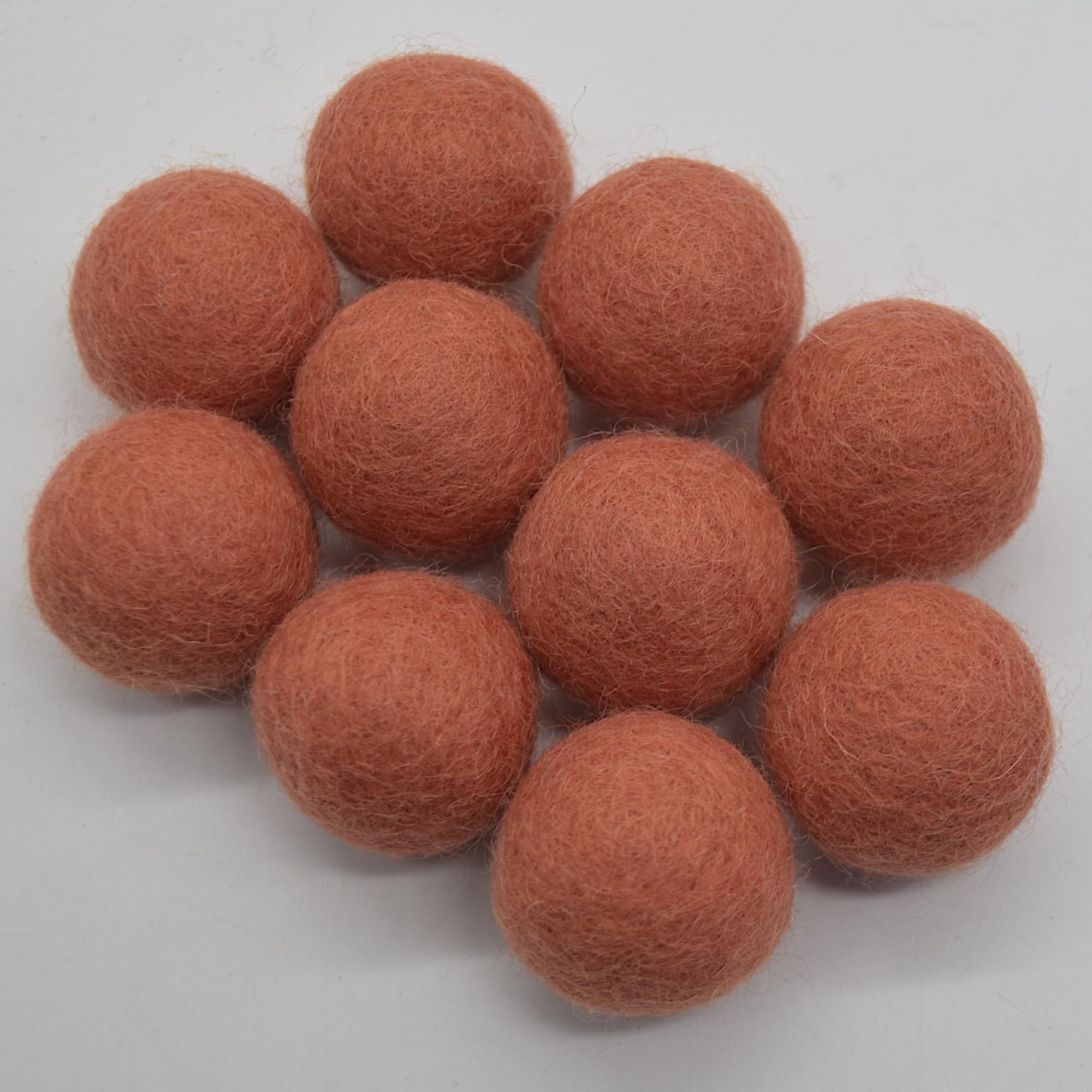 Oriental Direct Coral Orange 100% Wool Felt Balls - 10 Count - 3Cm
