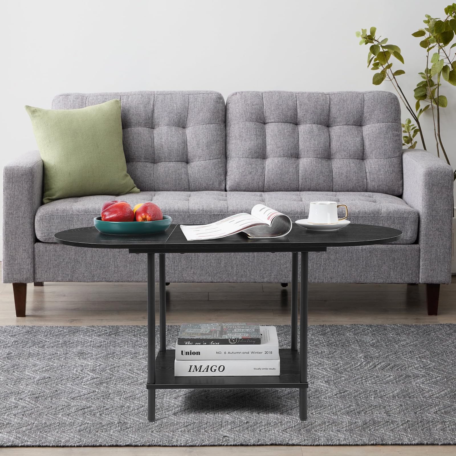 DMORA - Tavolino Basso Da Soggiorno, Tavolino Porta Riviste Con 2