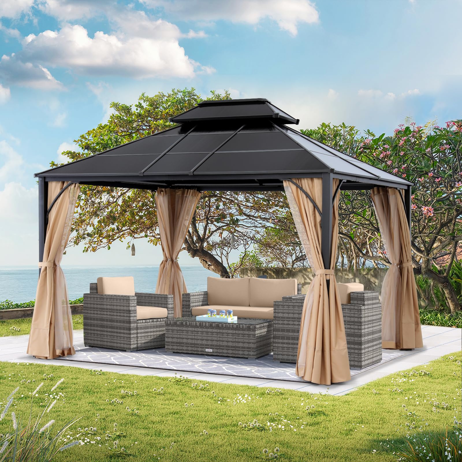 tenkoBANDEL 12点セット Amazon.com : ABCCANOPY Double Roof Outdoor Hardtop Gazebo 10x12