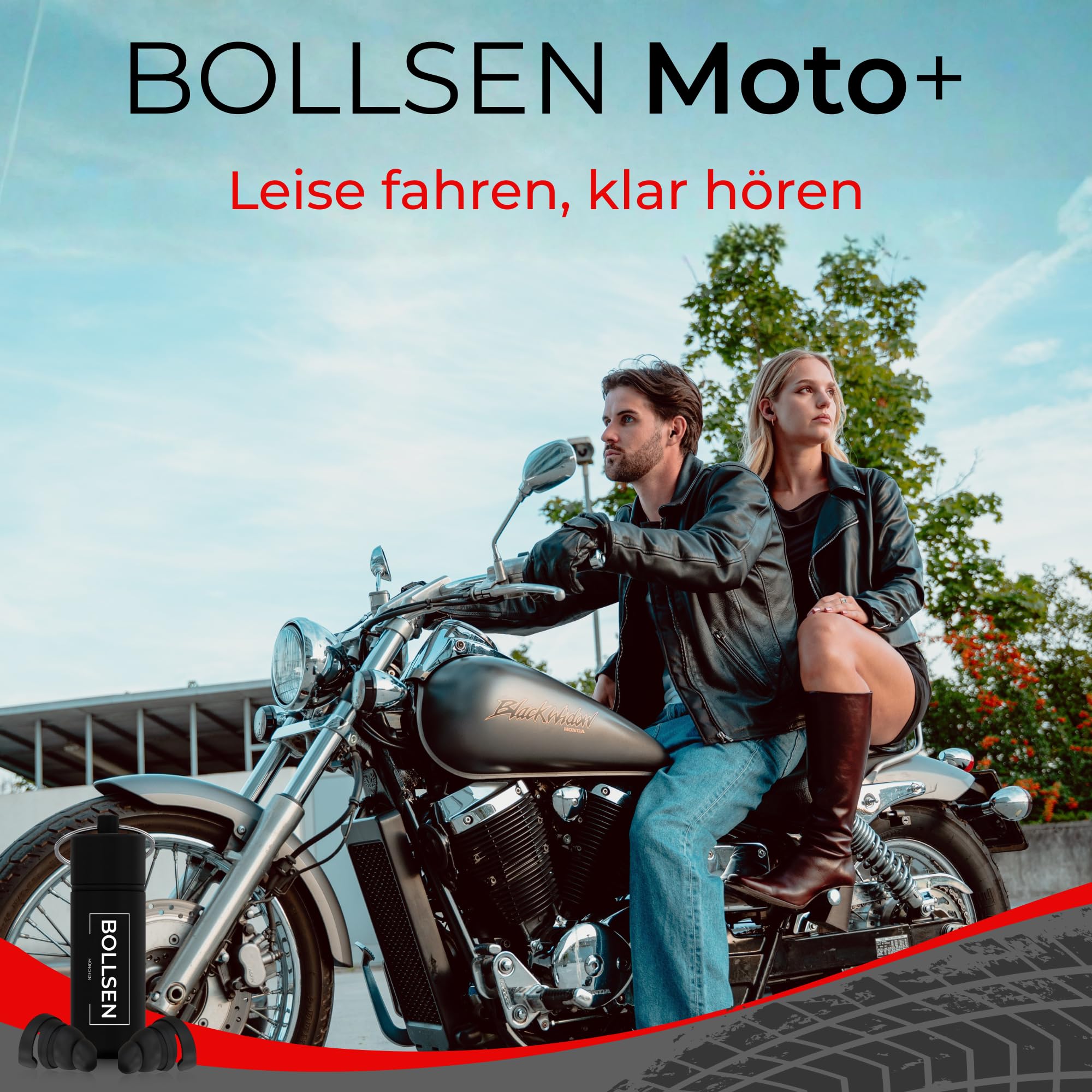 BOLLSEN Motorrad Ohrstöpsel – Wiederverwendbare Ohrstöpsel für Motorradfahrer – Windgeräuschreduzierung mit 24 dB SNR – Passt unter den Helm – Waschbar, Langlebig & Bequem (2)