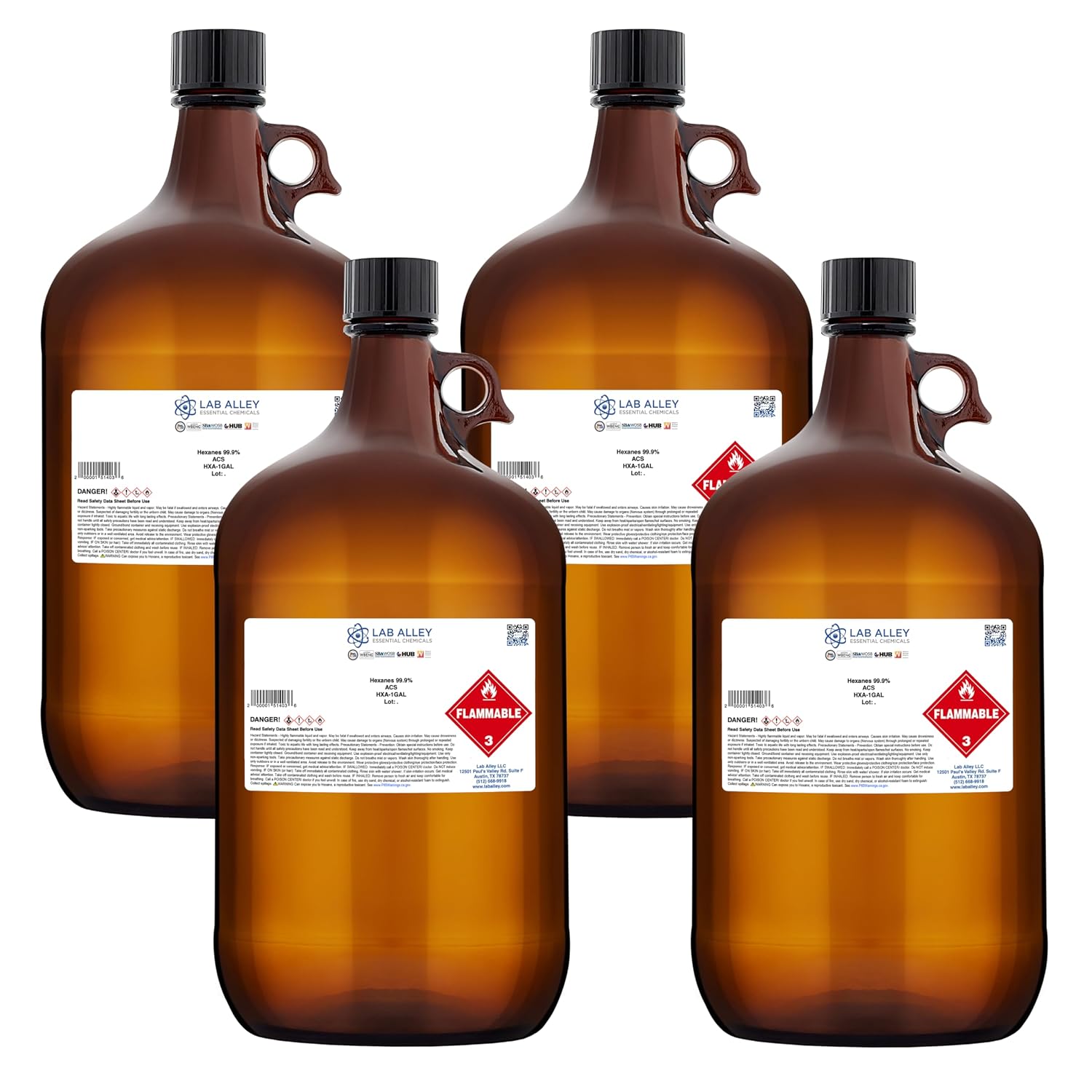 Lab Alley ACS Grade Hexanes, Great for Seed and Vegetable Oil Extraction, Cleaning, and Industrial Use - 4 Liters