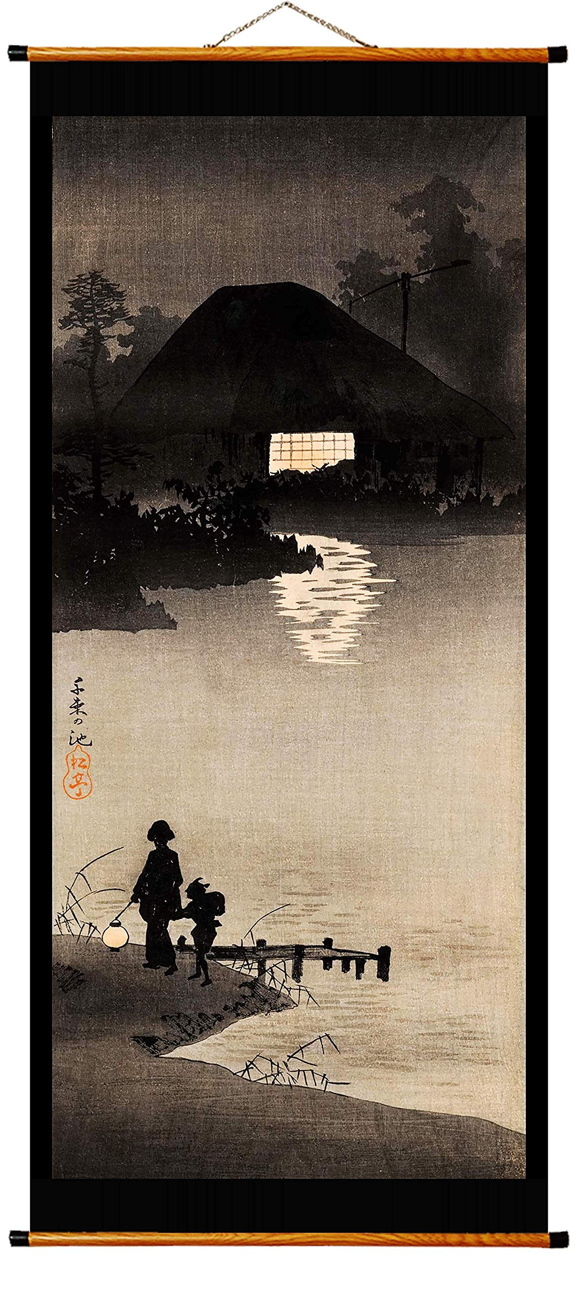 Toile canvas étang de senzoku 52x118 cm au dessin panoramique haute fidélité