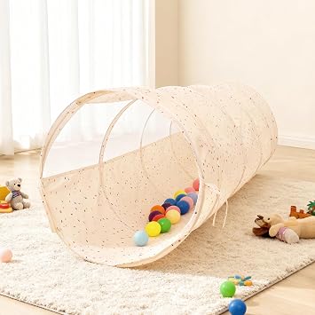 Crawling Kids Play Tunnel [ Pop Up Collapsible Mesh Tunnel ] for Children, Baby, Toddlers, Boys & Girls, Mobility Indoor Toys