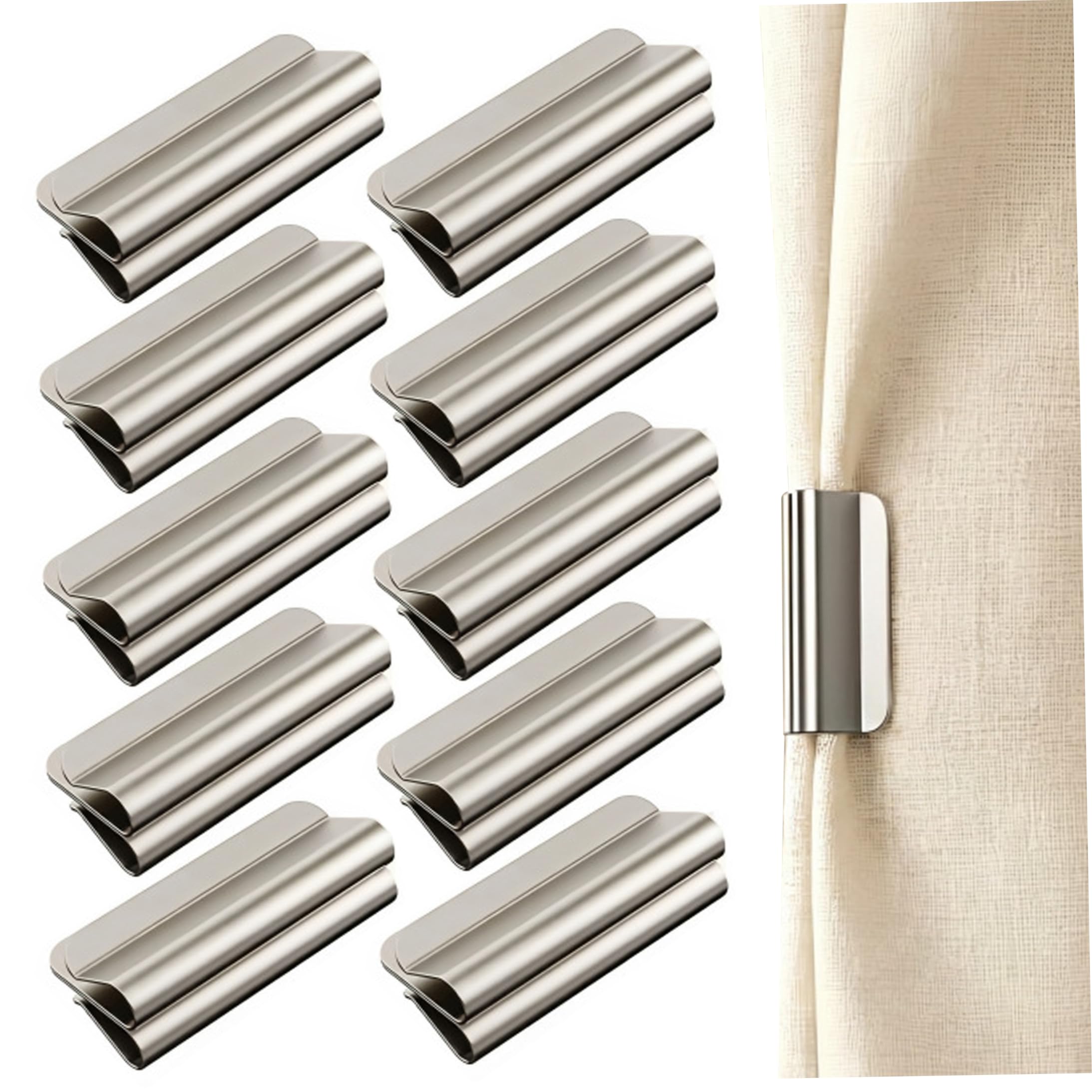 Neptuiby 10 Pairs Magnetic Curtain ClipsRemovable Magnetic Curtain Closure No-drill Installation Strong Magnet for Gap Light Blocking.