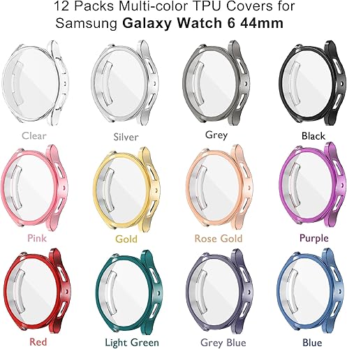 Miniatura 6 de Paquete de 12 Protector de pantalla de reloj compatible con Samsung Galaxy Watch 6 de 1.732 pulgadas (1.732 in), funda protectora de TPU suave