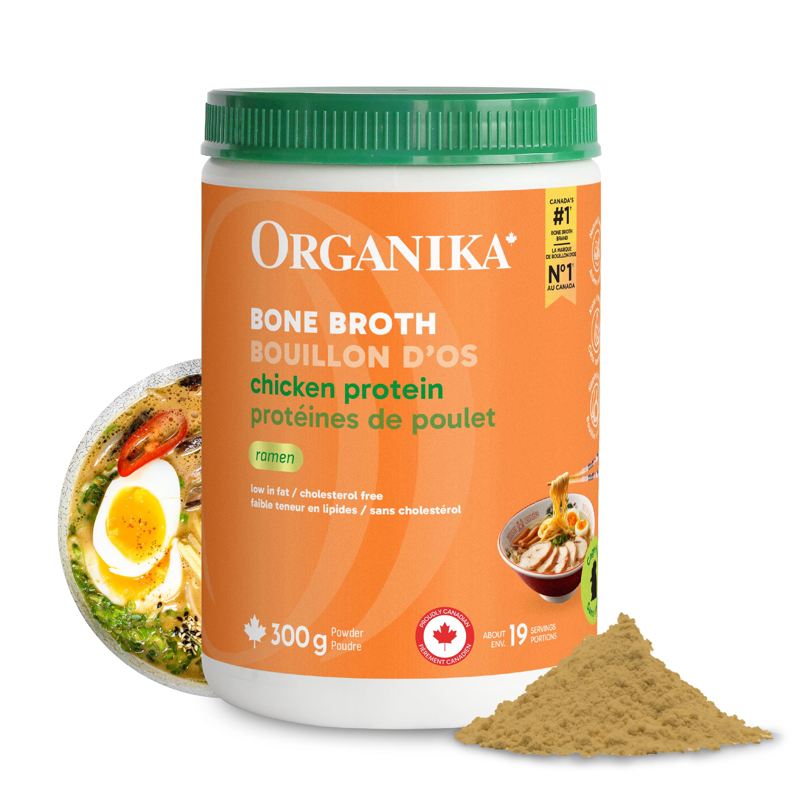 Organika Canadian-Made Chicken Bone Broth Powder Ramen Flavour-15g