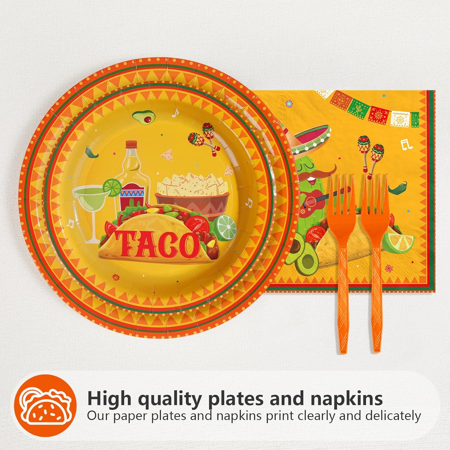 96Pcs Taco Bout a Party Decorations Mexican Fiesta Plates and Napkins Mexico Taco Tuesday Night Decorations for Mexican Cinco De Mayo Birthday Bachelorette Martini Theme Party Supplies Serves 24