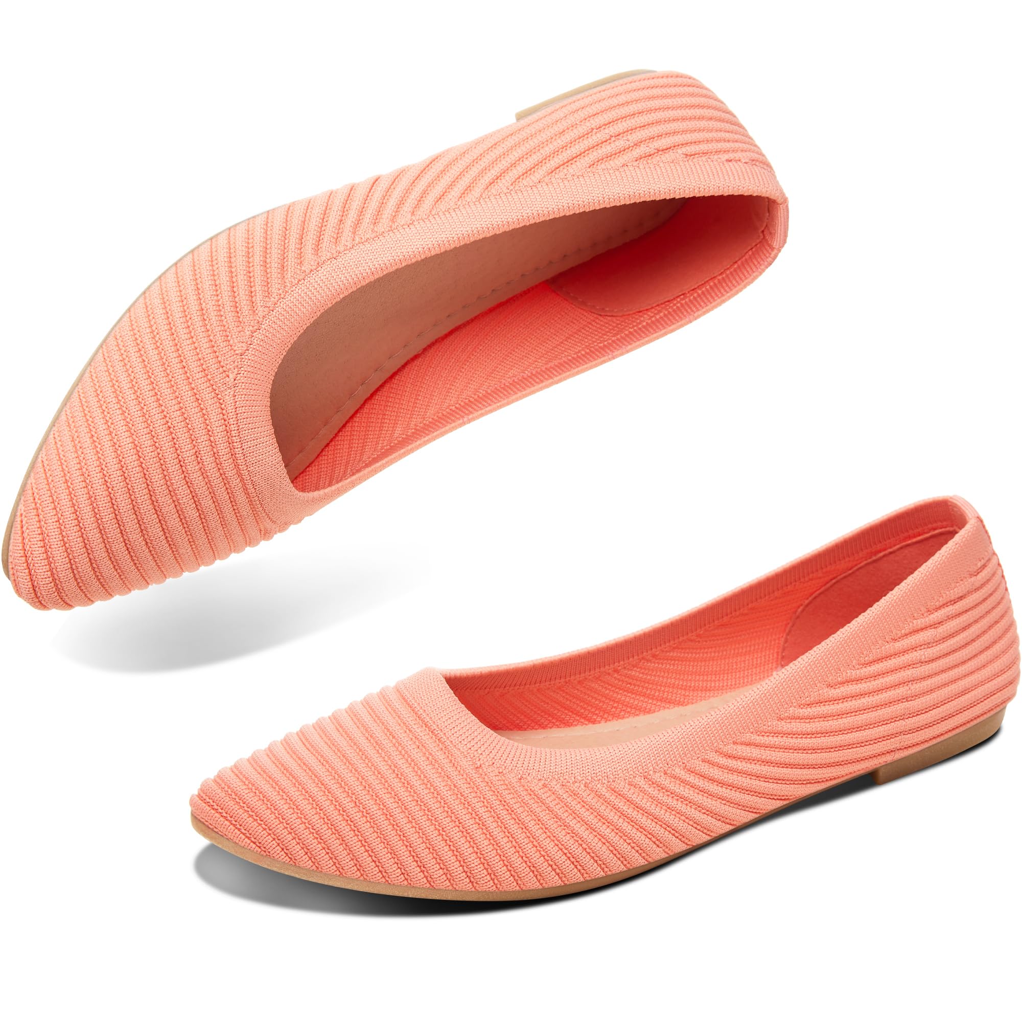 ALTOCIS Womens Knit Ballet Flats Ladies Comfortable Pointed-Toe Dressy Shoes Casual Soft Flat Shoes Ballerina Walking Flats Shoes