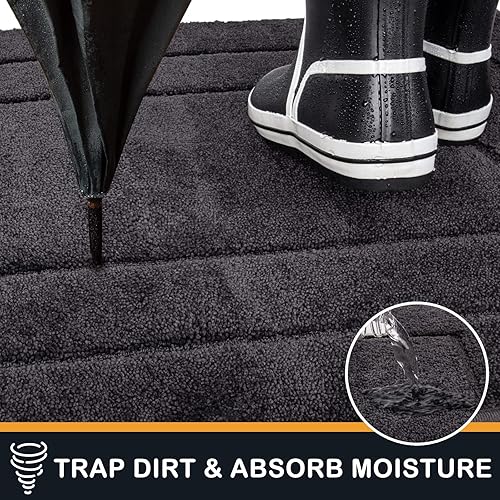 Miniatura 3 de PURRUGS Tapete para puerta que atrapa la suciedad, 32 x 70 pulgadas, antideslizante, lavable a máquina, tapete de entrada para perro, tapete de