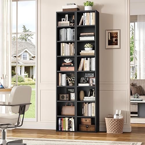 Miniatura 5 de FOTOSOK Estantería de torre de 8 niveles, 11.6 X 9.3 X 70.9 Pulgadas, gabinete de almacenamiento delgado para CD/DVD con estantes ajustables,