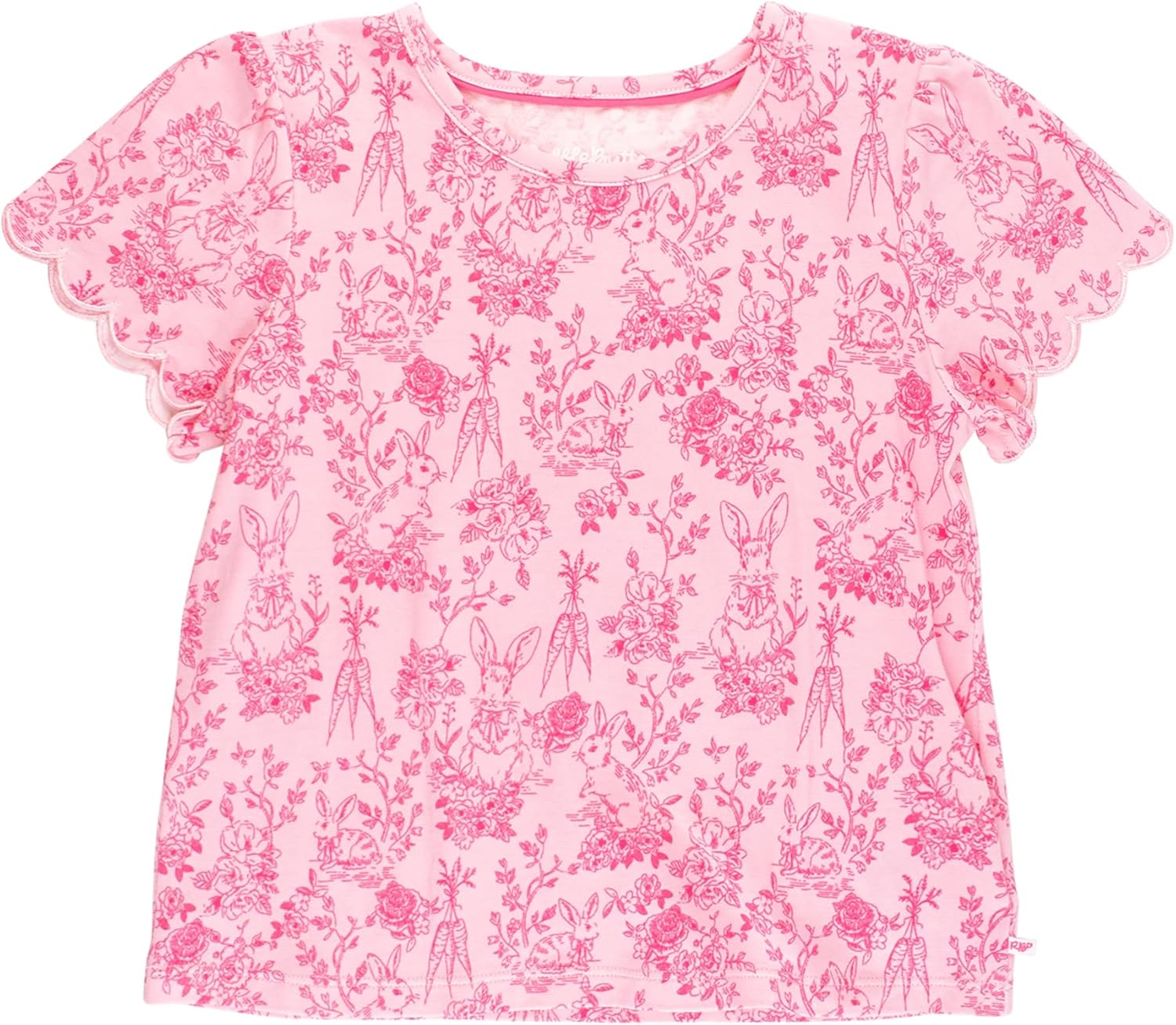 RuffleButts Baby/Toddler Girls Short Sleeve Scallop Tee Shirt