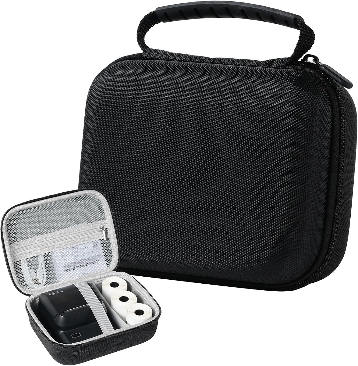 Ponek Case M100 Label Maker, Compatible with B21, T50M Pro, M110 Label Printers, for Labeler Makers & Labeling Tapes, Box with Mesh Pocket for Batteries Accessories (Case Only), Black