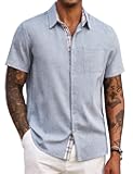 Men's Button Down Shirts with Pocket - Short Sleeve Casual Shirts for Summer, Beach, Vacation & Wedding