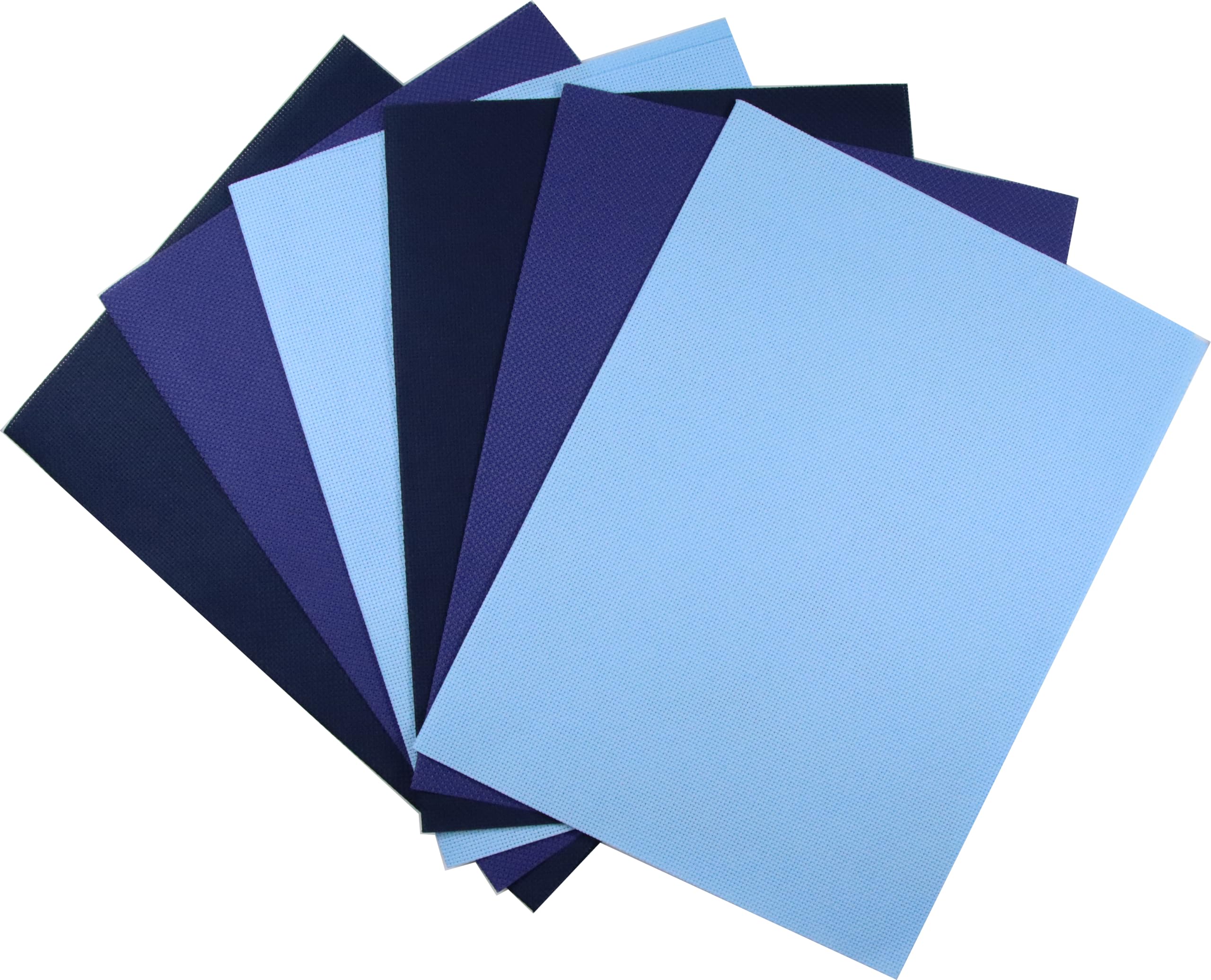 KCS 4/6 pc of 12" x 18"(30cmx45cm) 16 Count Cotton Aida Cloth Cross Stitch Fabric (6 pc,Light Blue+Royal Blue+Navy Blue)