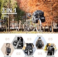 Vista 6 de HUNTVP Bolsa de Bicicleta Bolsa de Alforja de Bicicleta 3 en 1 Bolsa de Sillín con Portaequipajes Mochila Bolsa de Asiento Trasero Bolsa de Hombro