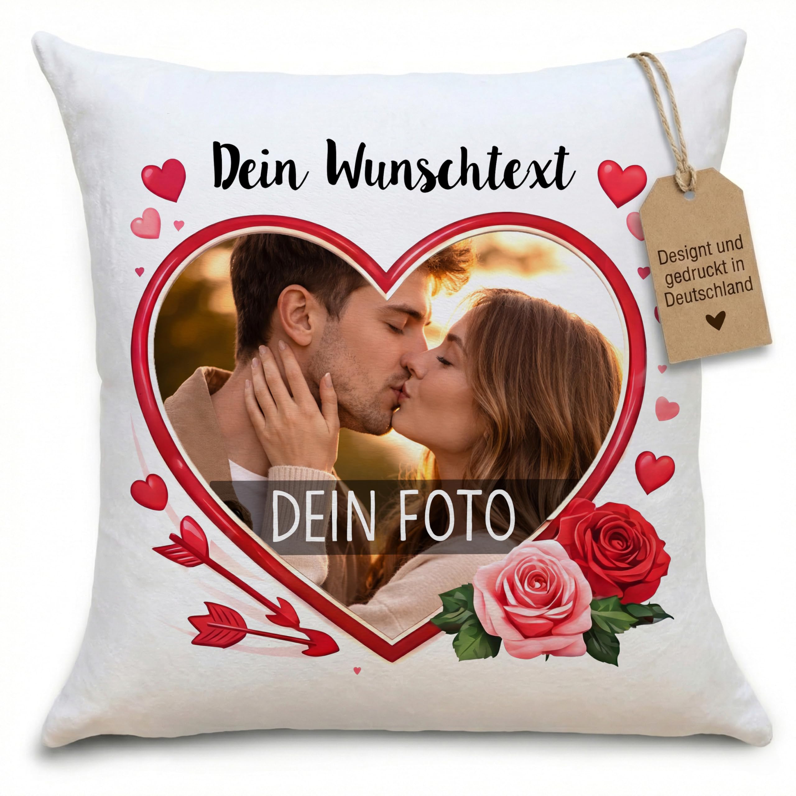 OWLBOOK® Fotokissen selbst gestalten - Personalisierte Partner Paare zum Jahrestag Geburtstag - Foto Kissen 40x40cm - Kissen mit Foto Bedrucken Lassen
