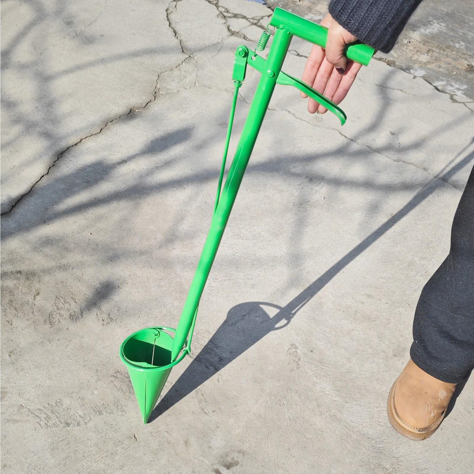 Trasplante de plántulas y flores: herramienta de mango largo para la jardinería en patio o granja