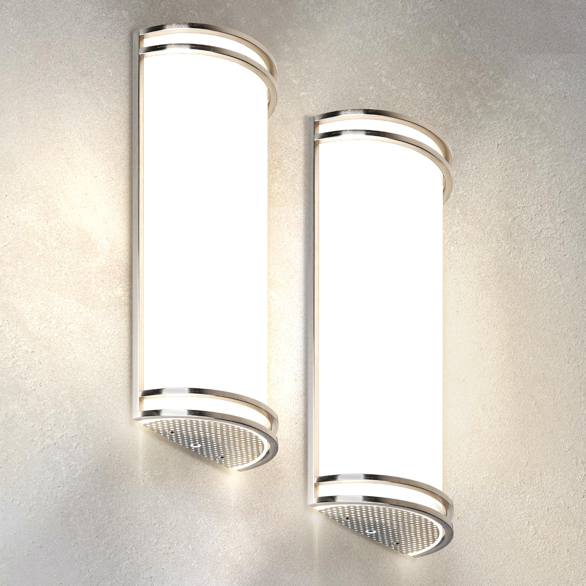 ASD Indoor LED Wall Sconce Lights - 18 Inch 25W Brushed Nickel Modern LED Wall Sconces Hardwired - ETL Dimmable 3000K 4000K 5000K Adjustable Sconce Light Fixture for Bedroom, Hallway, 2 Pack