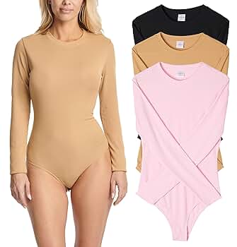Amazon.com: 3 Pack: Dupe bodysuits for women long sleeve