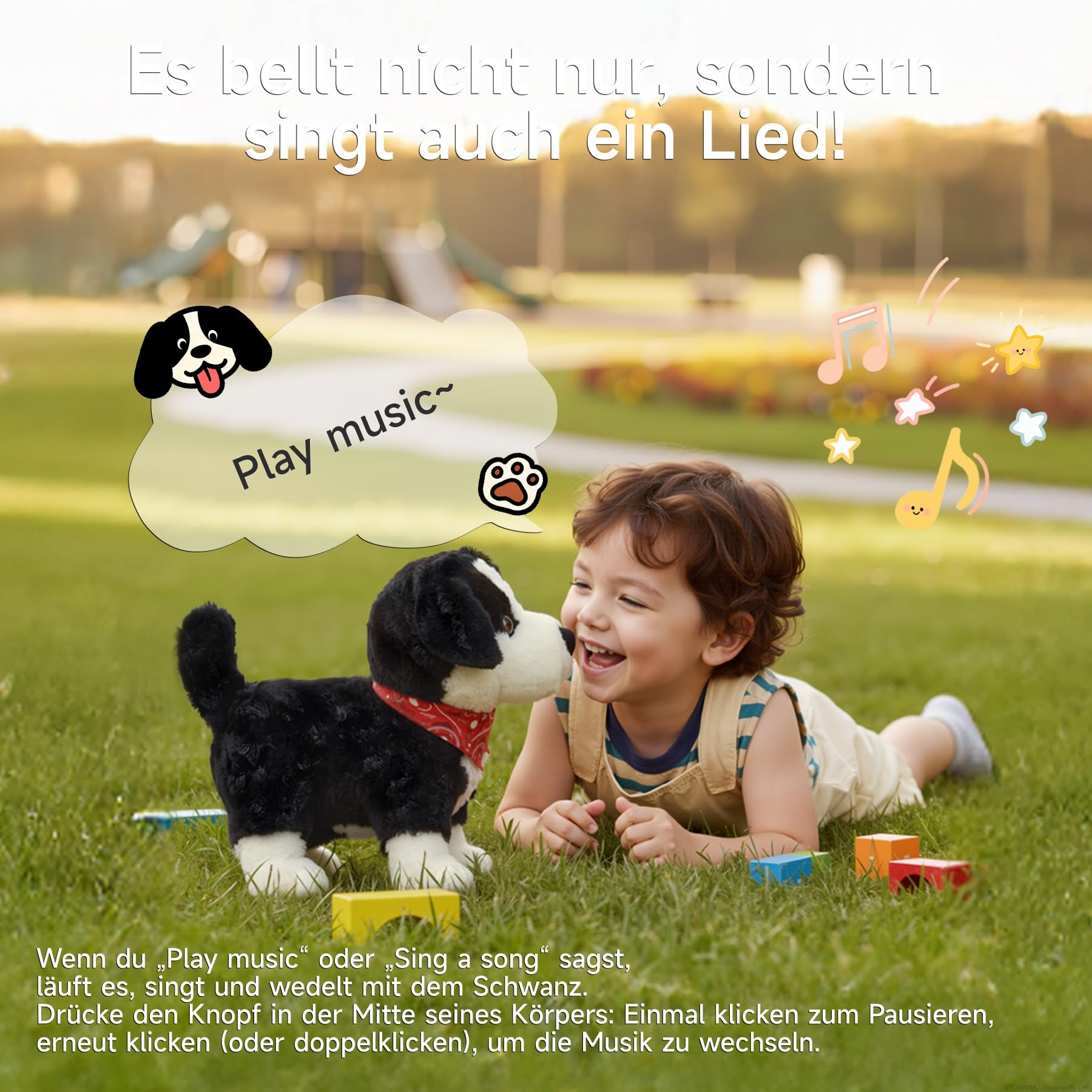 Interaktiver Kuscheltier Hund Spielzeug Kinder, Elektrisch Sprachgesteuerter Plüschhund, Läuft, Sprechender, Bellt, Schwanzwedeln, Plüschtier ab 3 Jahre