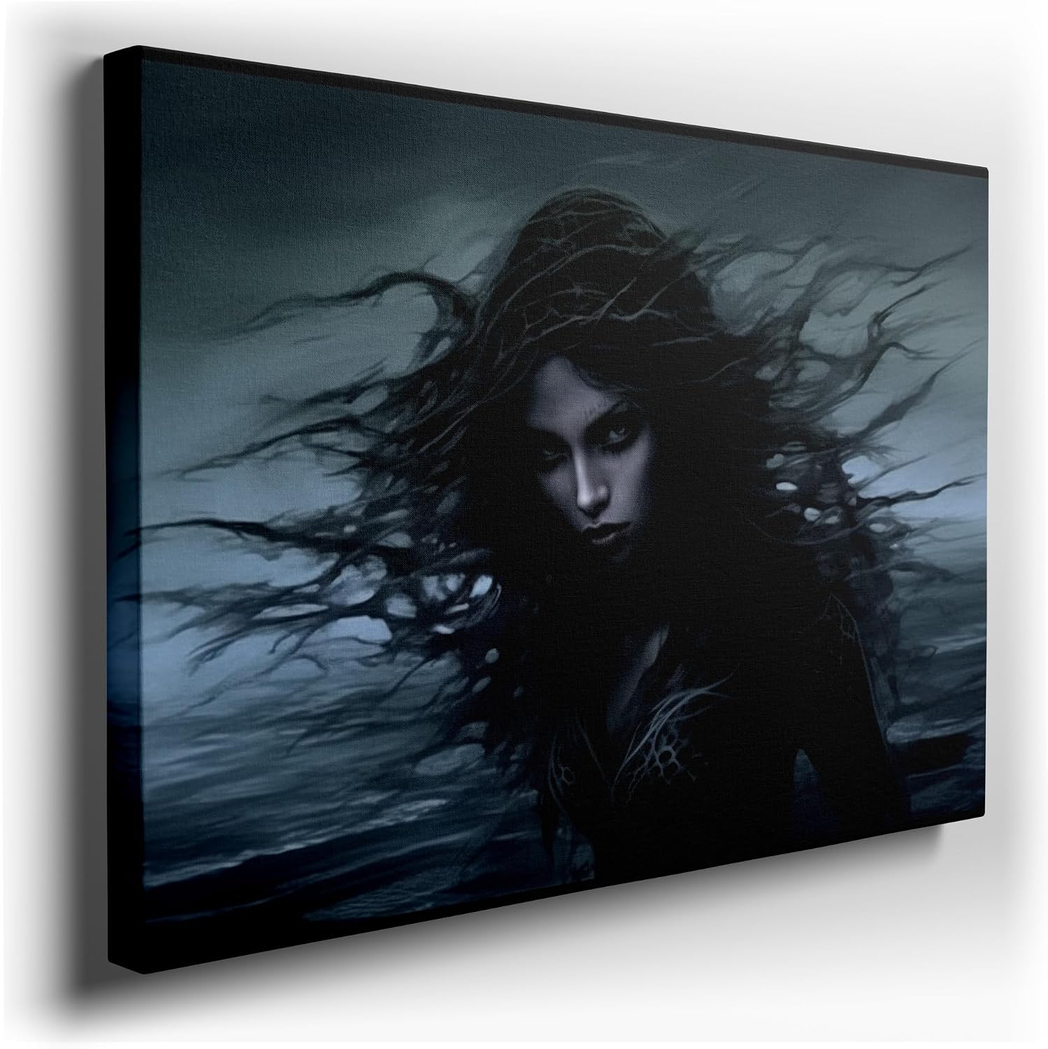 Canvas for Living room. Stormy Elegance: A Portrait of Mystic Power Against the Sea, 27 x 18 inch Canvas Wall Art - Contemporary Masterpieces - Modern Home Decor - 69x46 cm (27x18 inch)