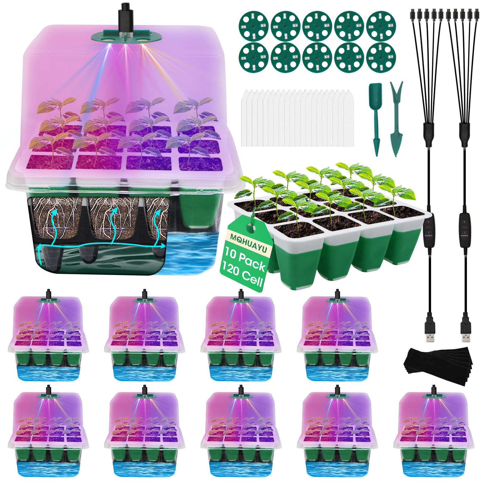 Plateau de germination auto-arrosant pour potager d'intérieur et semis de printemps