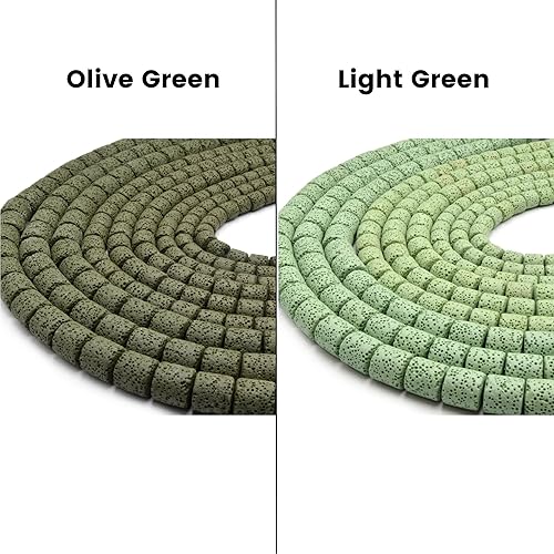 Miniatura 5 de Cuentas de lava  Difusor de aceite esencial de barril y tubo  Suministros de joyería difusora  0.315 in x 0.315 in, verde oliva