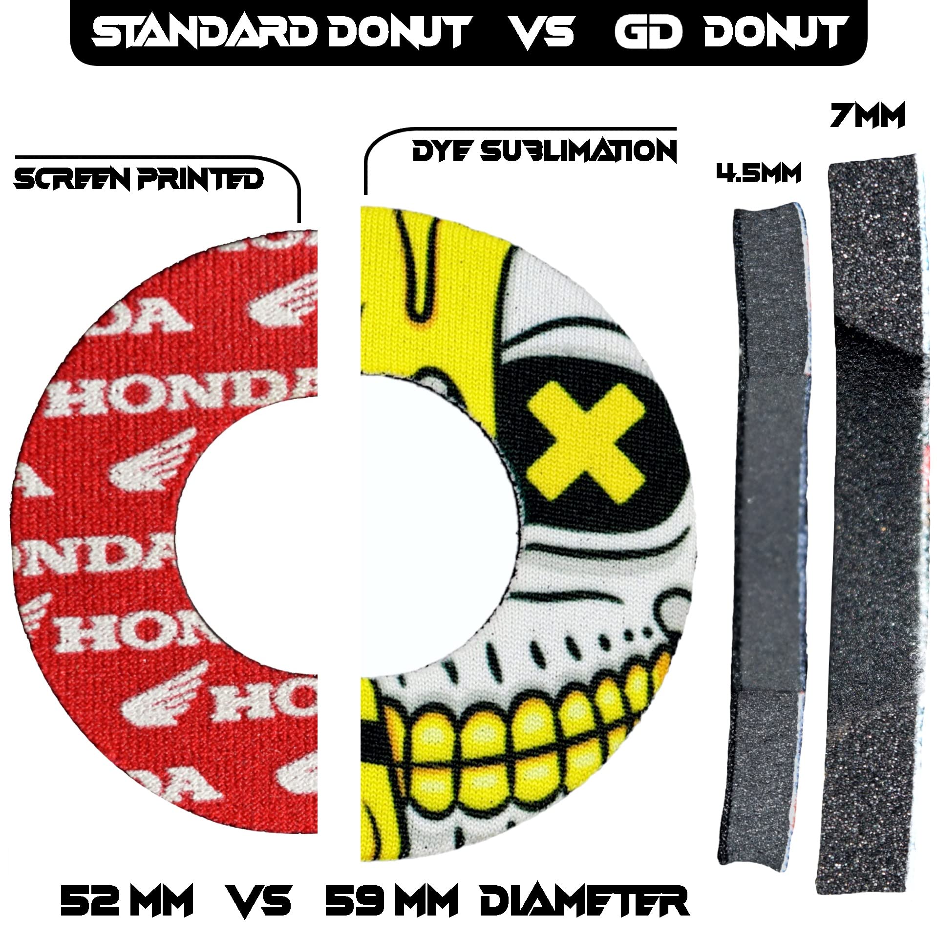 MX Grip Donuts, Negro, Espuma - Alta Durabilidad para Dirt Bike, Motocicleta, BMX