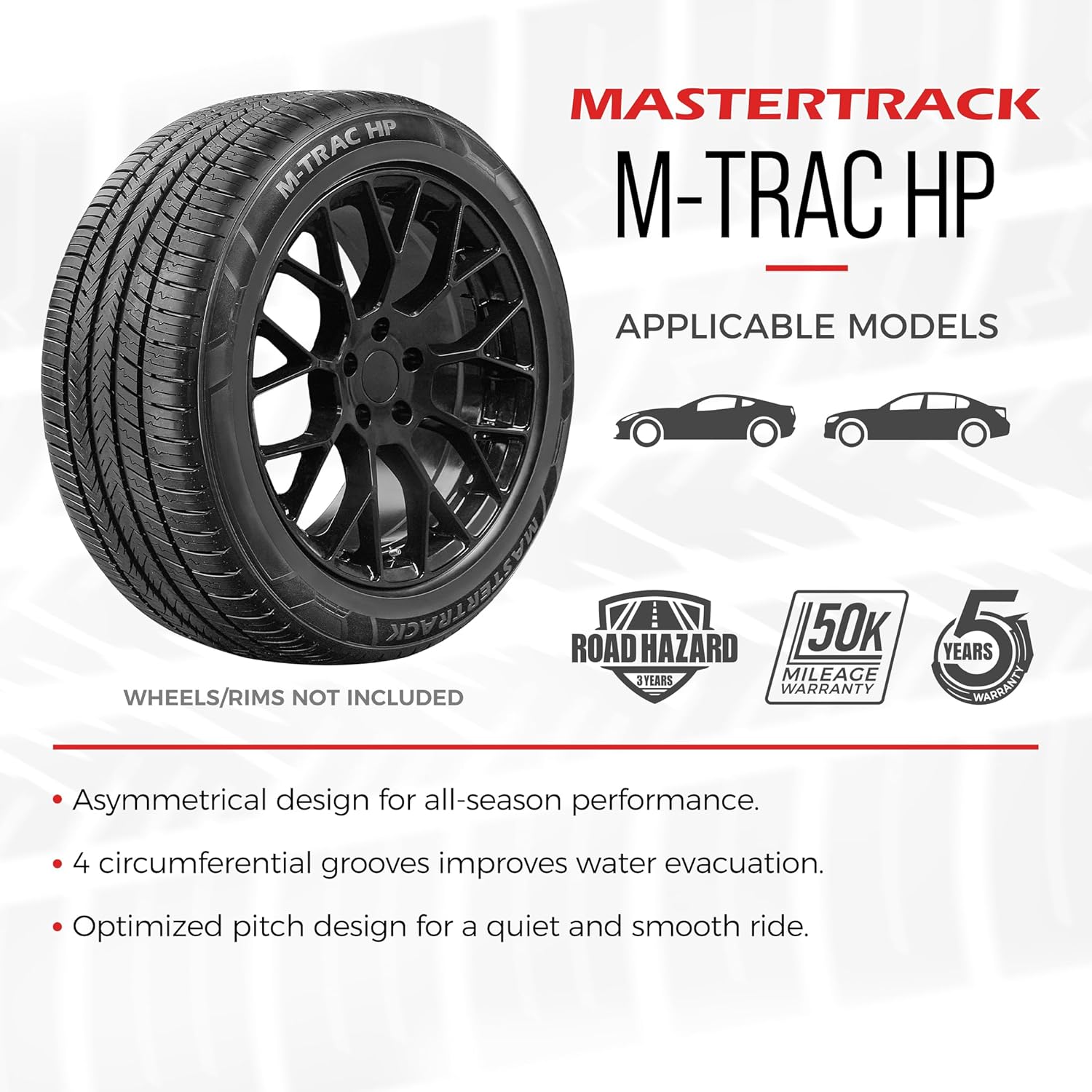 Set of 4 Mastertrack M-TRAC HP 225/40R18 92W XL High Performance All Season Passenger Tires 225/40/18 + 3-Year Road Hazard Warranty Included (Tire Only)-UTQG 420AA