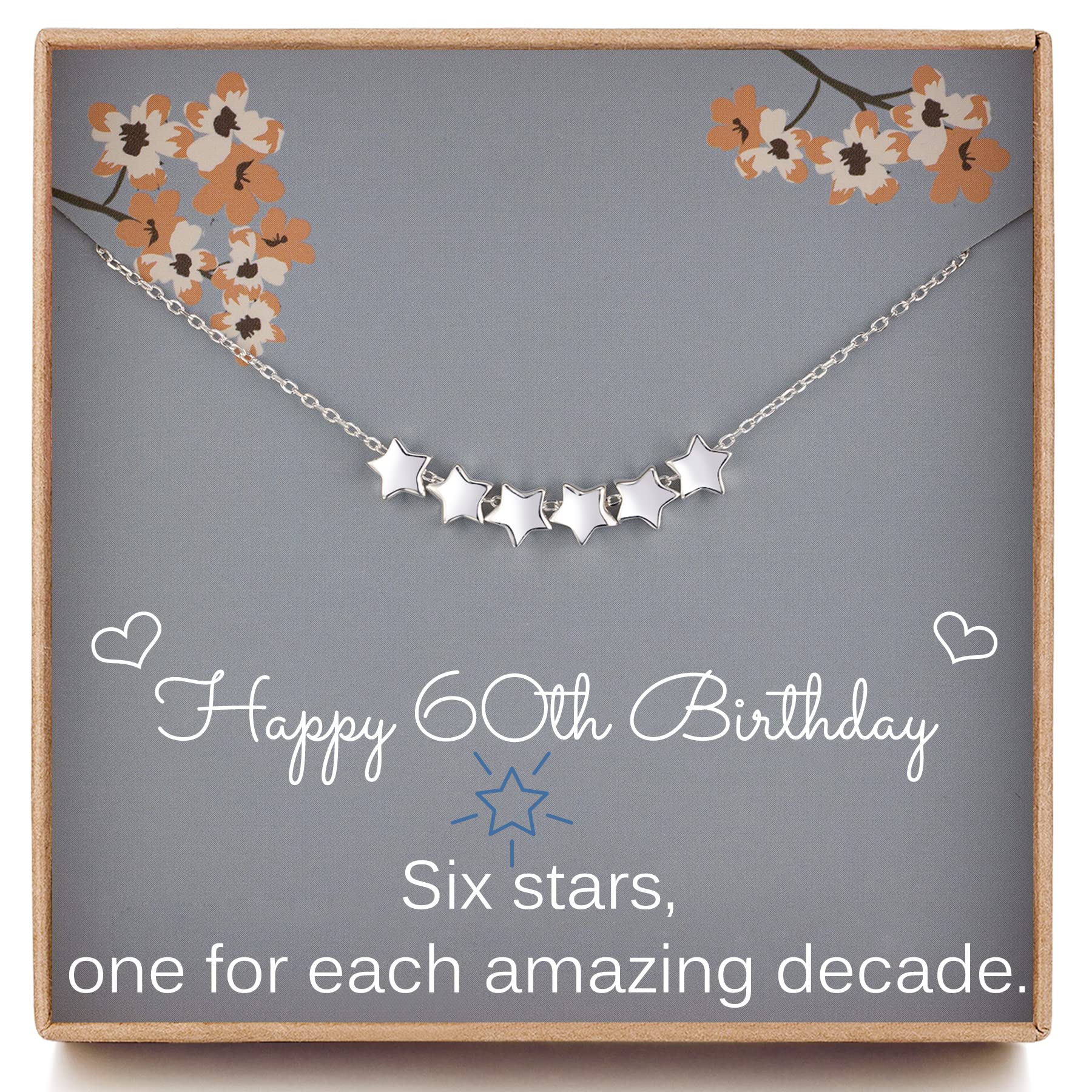 60th Birthday Gifts for Women, Sterling Silver Star Necklace, Dainty  Necklace, 6mm Star Beads, 1965 Birthday Jewellery Gifts for Mother, Grandmum