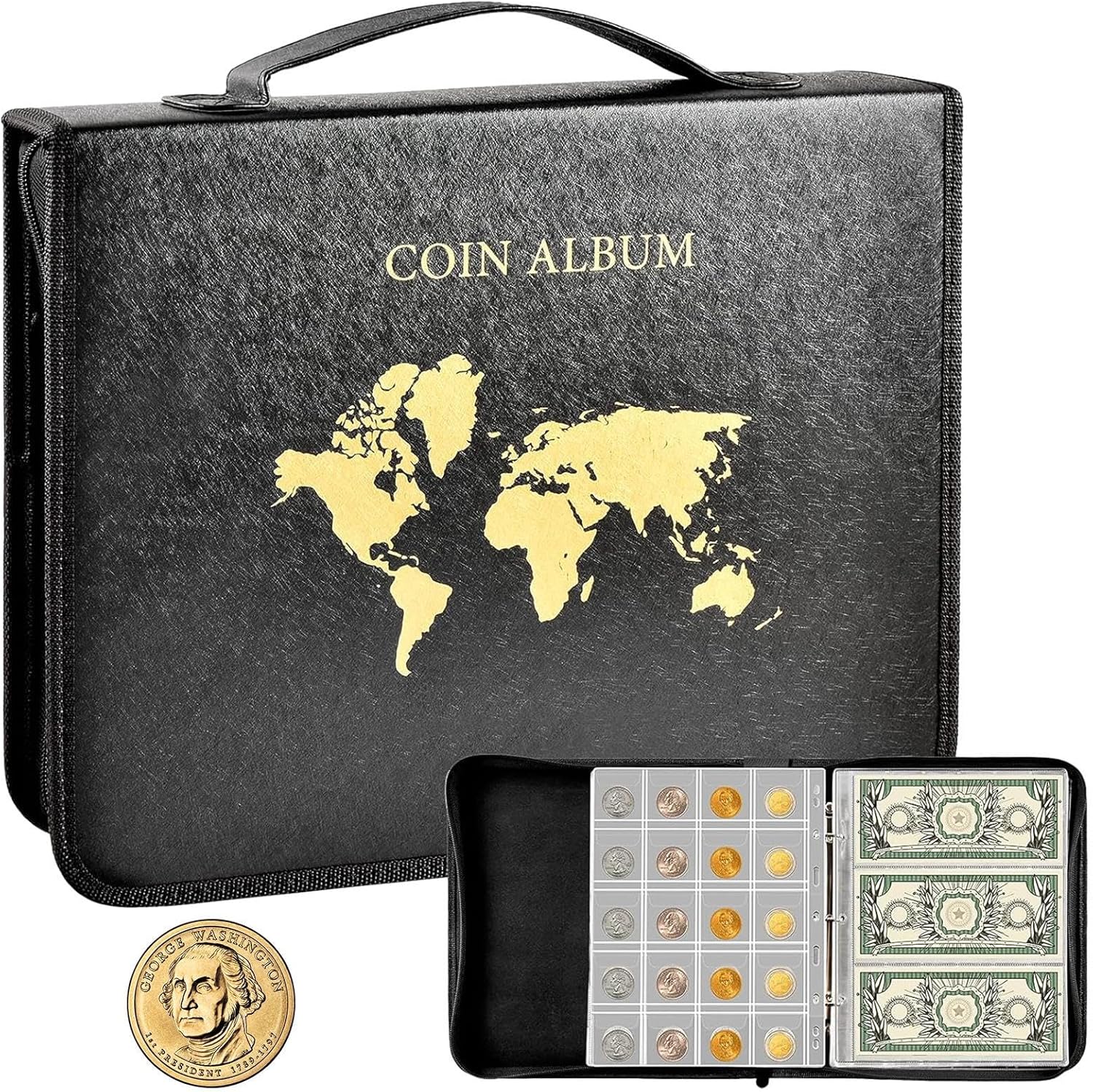 コレクター向けのコインアルバム,コインコレクションホルダーアルバム - お年玉 貨幣コレクションブック コインコレクションホルダーア コイン 収納  ケース ポケット 10ページ 通販 コインアルバム コインコレクション アルバム ホルダー コインホルダー ファイル ...