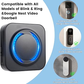 LUCKYDUO Smart WiFi Doorbell Chime for Ring, Blink & Nest | Works with Ring, Blink, Google Nest Doorbells, 58 Ringtones, 5 Volume Levels, SmartLife App, Wireless Plug-In, LED Indicator