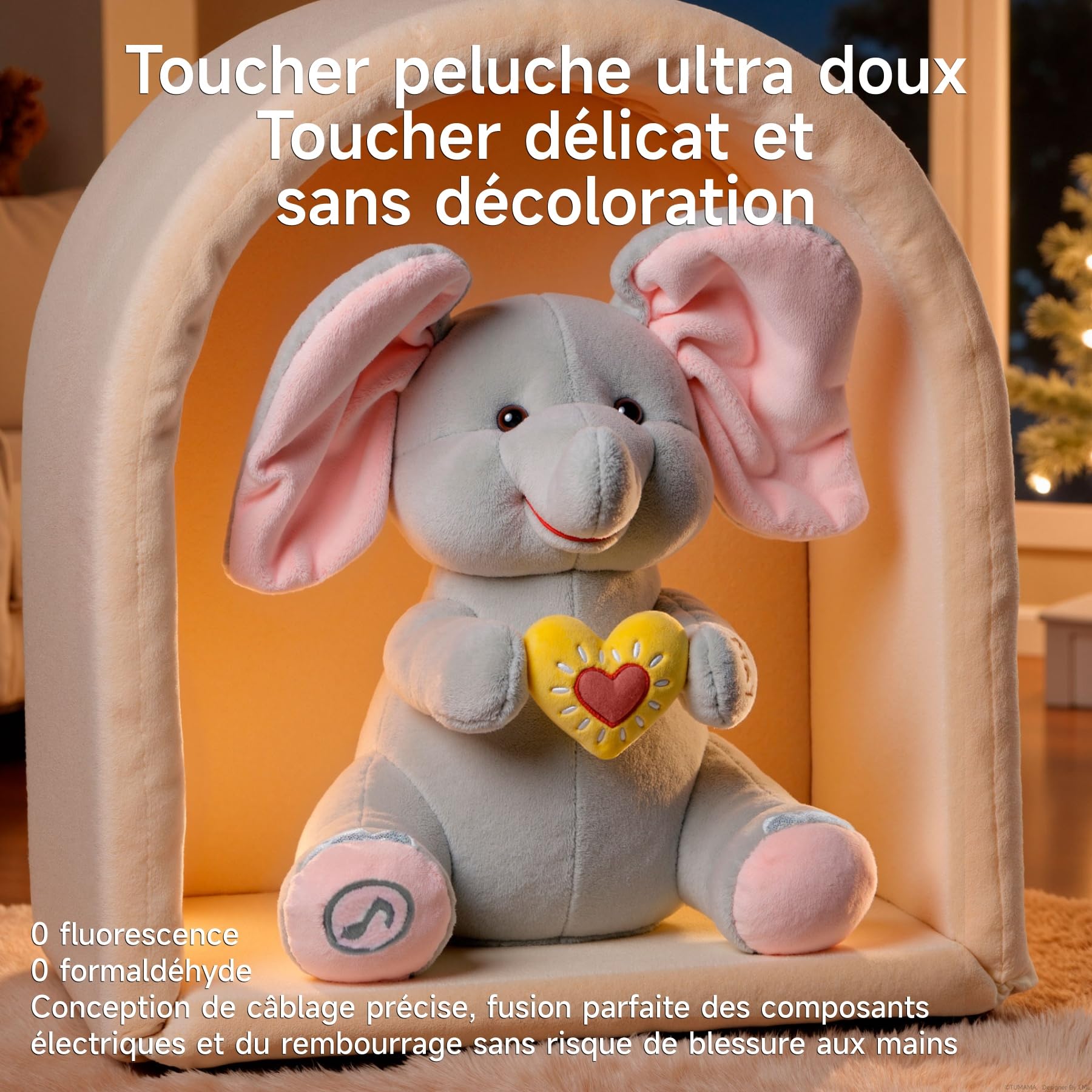 Flappy L'Éléphant Peluche Éléphant Animé Interactif Qui Chante Jouet Électrique Doudou Musical pour Bébé