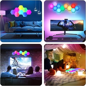 PUMPKINS 20Pcs Hexagon LED Lights, RGB Hex Light Panels, Smart Wall Gaming Panels Sync to Music for Room Bar Bedroom Home Decor Room,Gaming Setup, with App & Remote Control [Energy Class A]