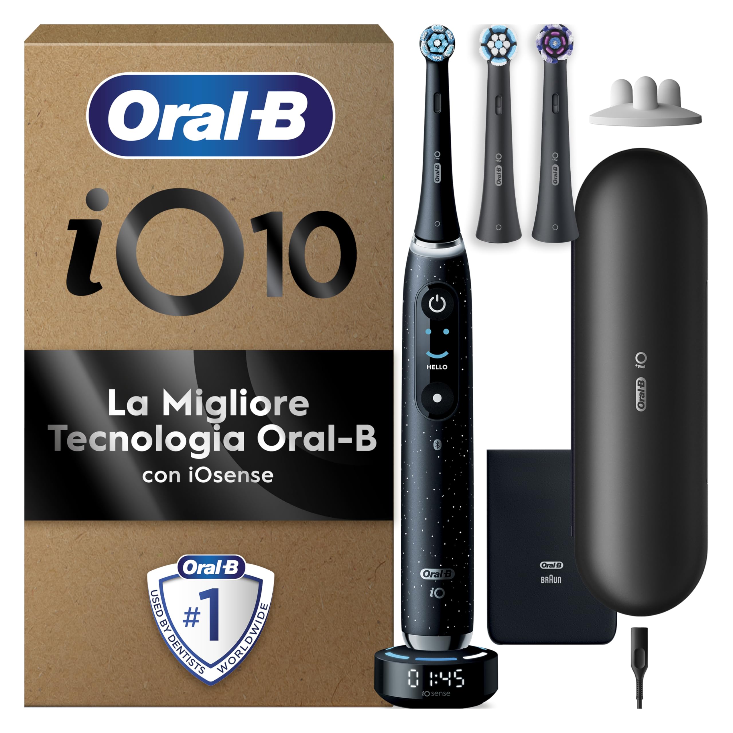 penniere ricaricabili oral b in nero con 3 teste dentifricio included