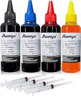 Aomya Ink Refill kit for Canon PG250 CL251 PG210 PG-260 CL-261 CL-244 Black & Color Refillable Ink Cartridge PIXMA IX6820 IP8720 IX6820 IP8720 TS6420 etc 4 Color Set 100ml(BK, C, M, Y)