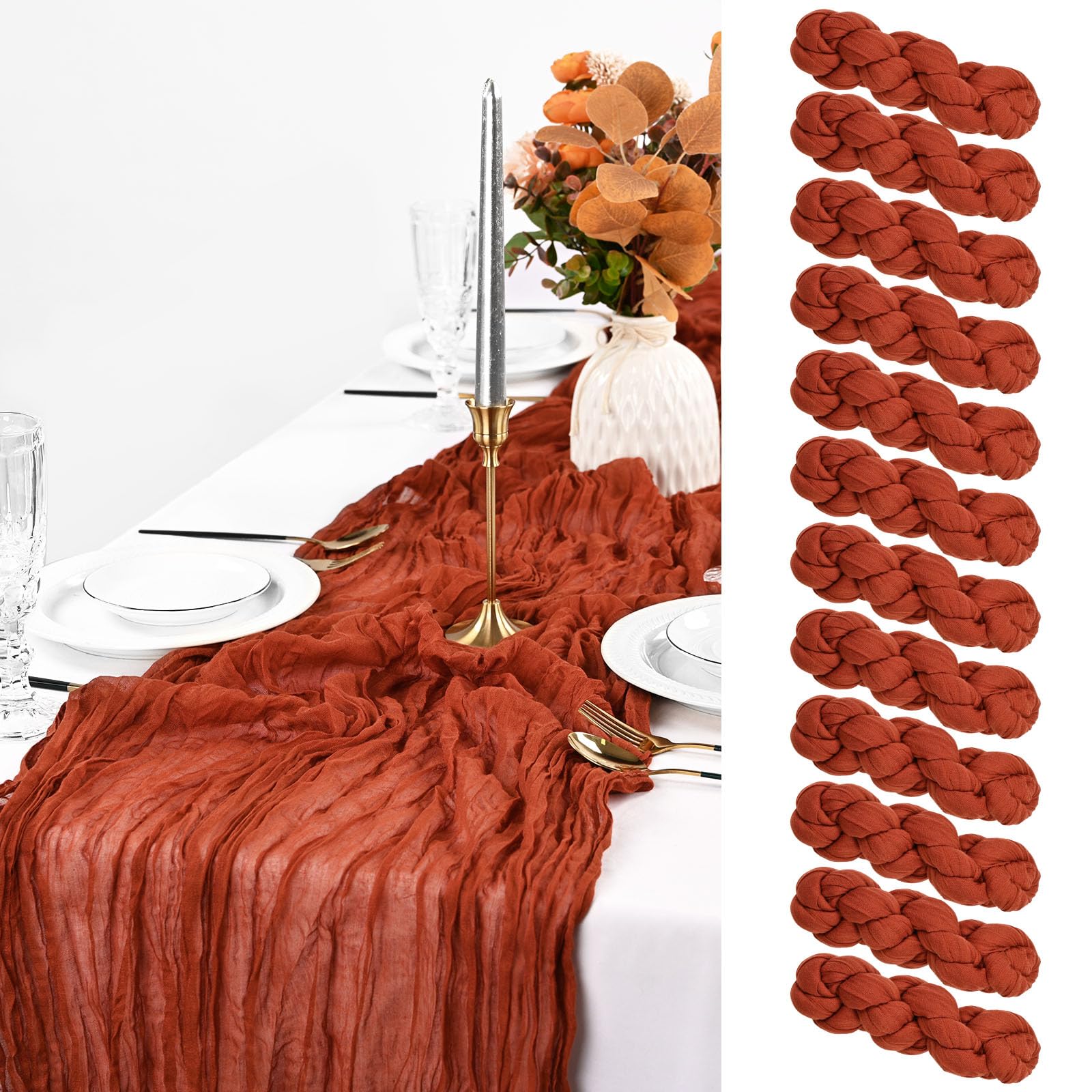 Amazon｜Pesonlook テラコッタ チーズクロス テーブルランナー