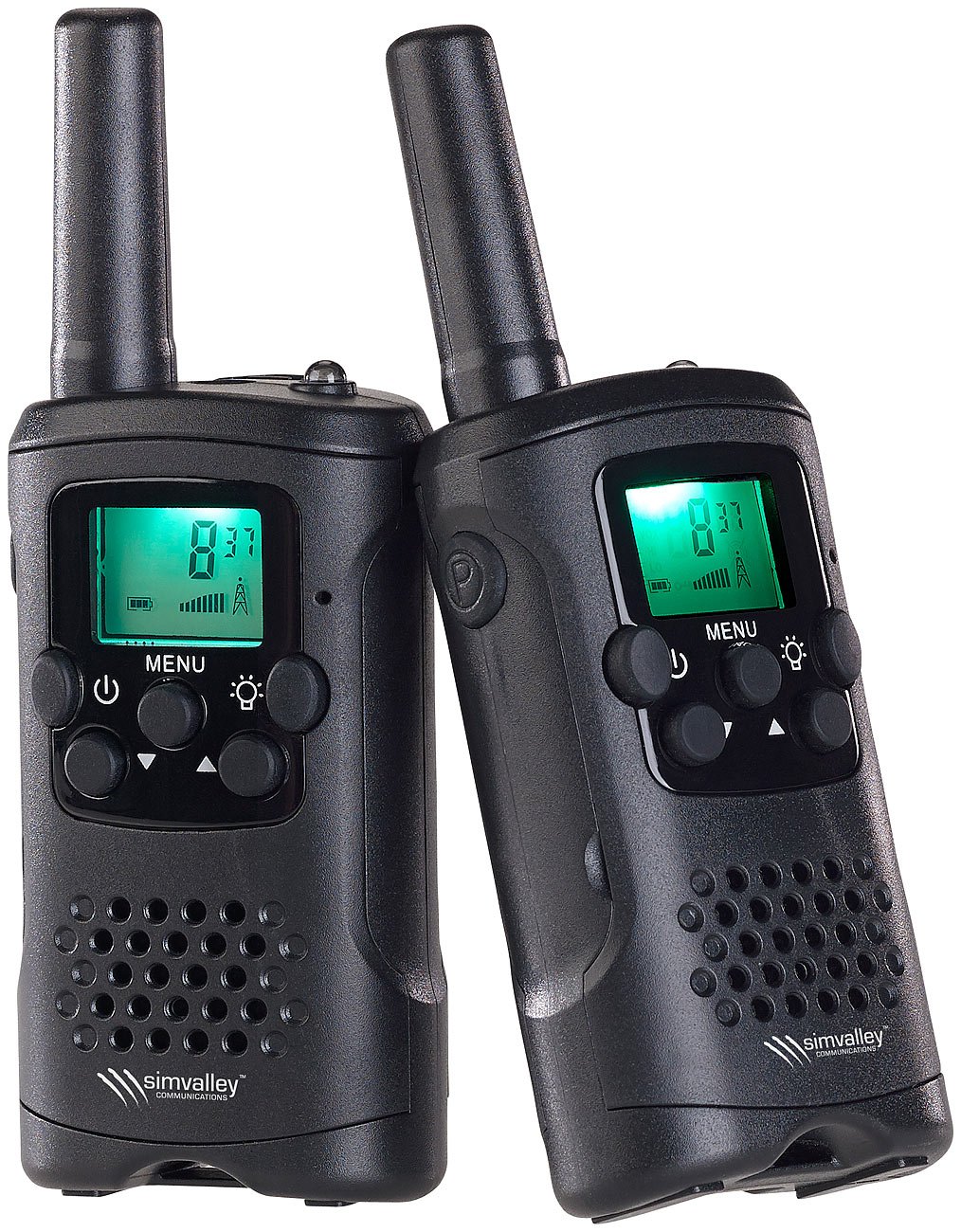 Communications Walki Talki: 4er-Set PMR-Funkgeräte mit VOX, bis 10 km Reichweite, LED-Taschenlampe (Walkie Talkie Set, Funkgerät Talkies, 2er)