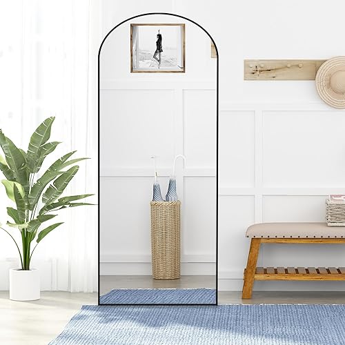 GETOVIN Espejo de longitud completa de 65 x 22 pulgadas, espejo grande de suelo con soporte de pared, espejo de cuerpo completo, espejo de pie,