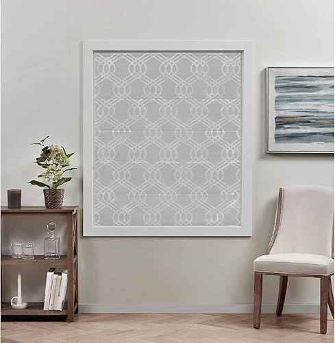 Miniatura 8 de Exclusive Home Prague Trellis - Persiana romana 100% de poliéster opaco, 27 x 64 pulgadas, color plateado