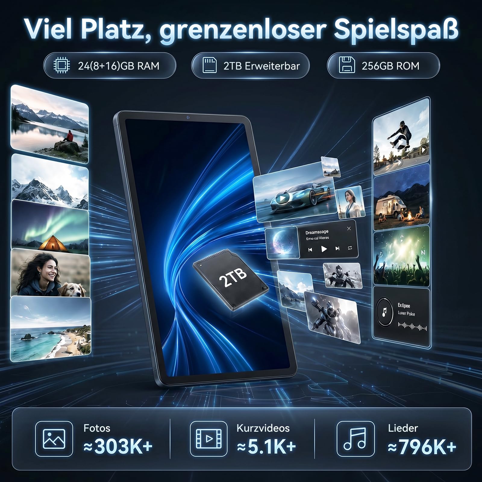TABWEE Android 16 Tablet mit Tastatur und Stift, 24 GB+256 GB (2 TB TF) | Ideal für Studium und Home-Office, Octa-Core, Gemini AI, Widevine L1, 10 Zoll Tablet, Face ID, GPS (4 Jahre Garantie)