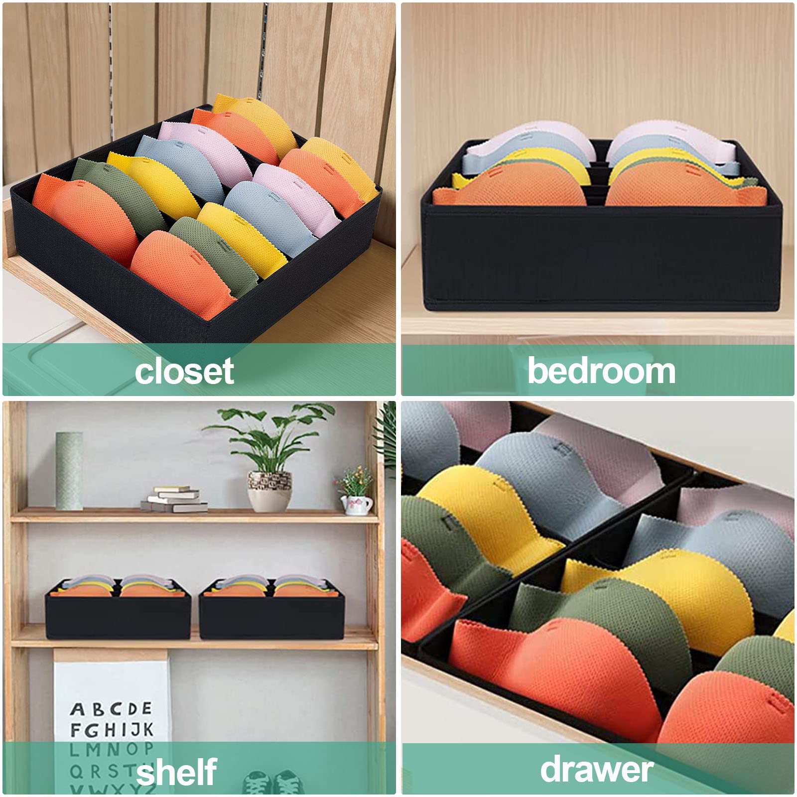 2 Stück Aufbewahrungsboxen 7 Zellen Schublade Bh Organizer, Faltbare Schubladen Unterwäsche Organizer für Unterwäsche zum Aufbewahren von BHS, Schublade Divider Home Schlafsaal Kleiderschrank Küche, Haushalt & Wohnen