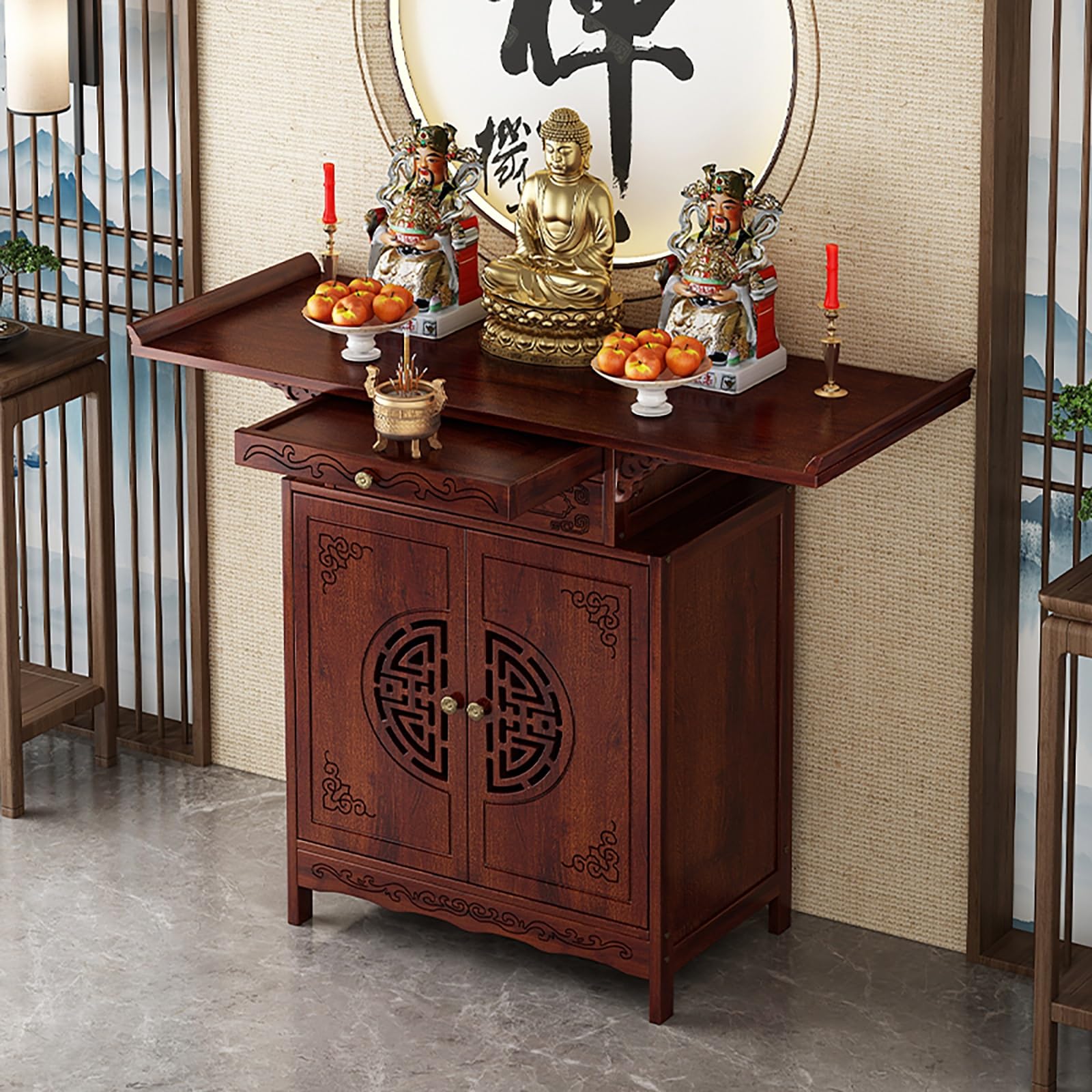 Table d'autel de méditation chinoise pour ranger vos objets sacrés sans encombrer la maison
