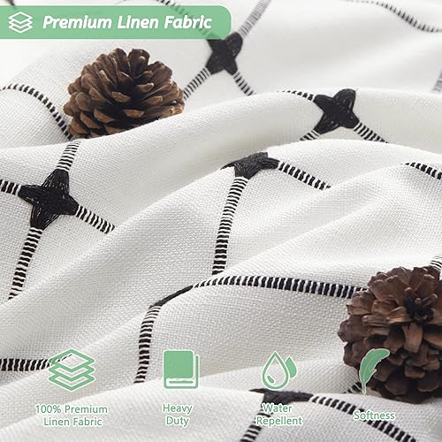 Miniatura 9 de Cortina de ducha estilo bohemio de granja, tela de lino rosa, bordada con textura a rayas, cortinas de ducha para baño, 72 x 96 pulgadas de largo,