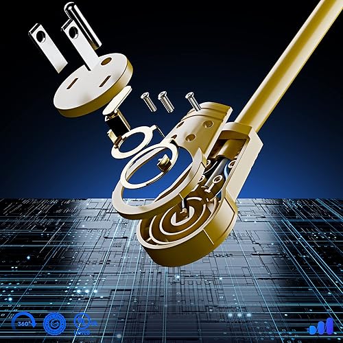 Miniatura 4 de Maximm Cable de extensión de enchufe plano giratorio de 360 de 0.5 pies, cable de alimentación de 3 clavijas, cable de alimentación de 16 Awg,