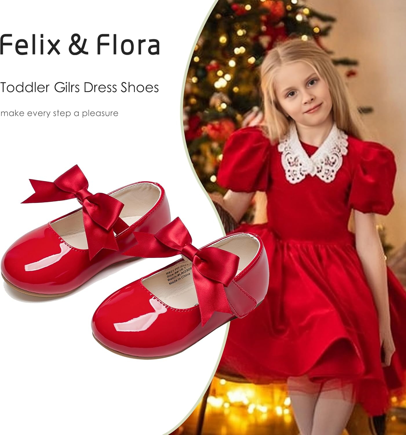 Felix & Flora Toddler Flower Girl Dress Shoes - Girl Ballet Flats Party School Shoes Wedding - Image 2