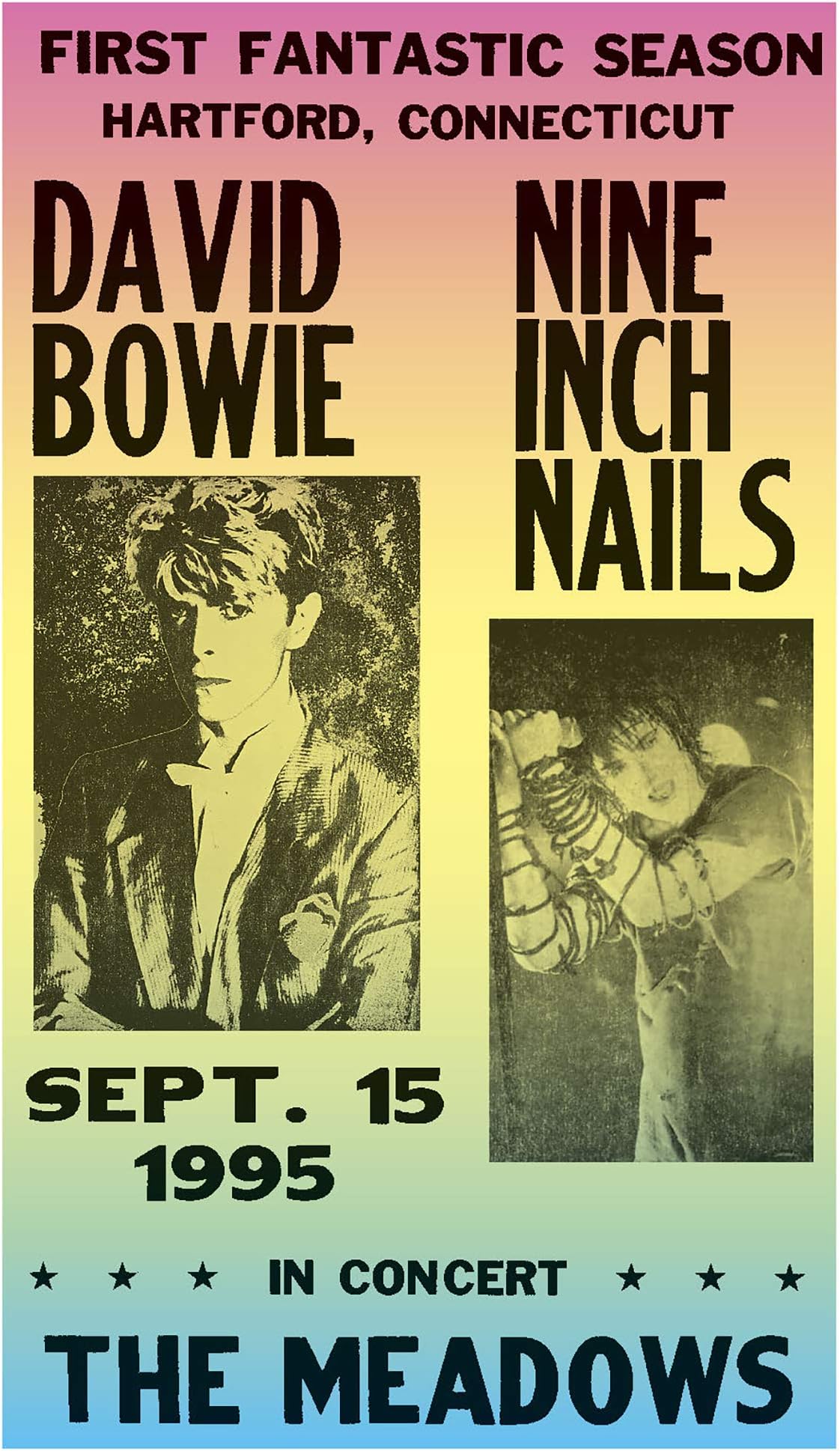 Per Diem Printing David Bowie and Nine Inch Nails โ The Meadows - 13โx22โ Vintage Style Fantasy Showprint Poster - Home Nostalgia Decor โ Wall Art Print - Concert Bill