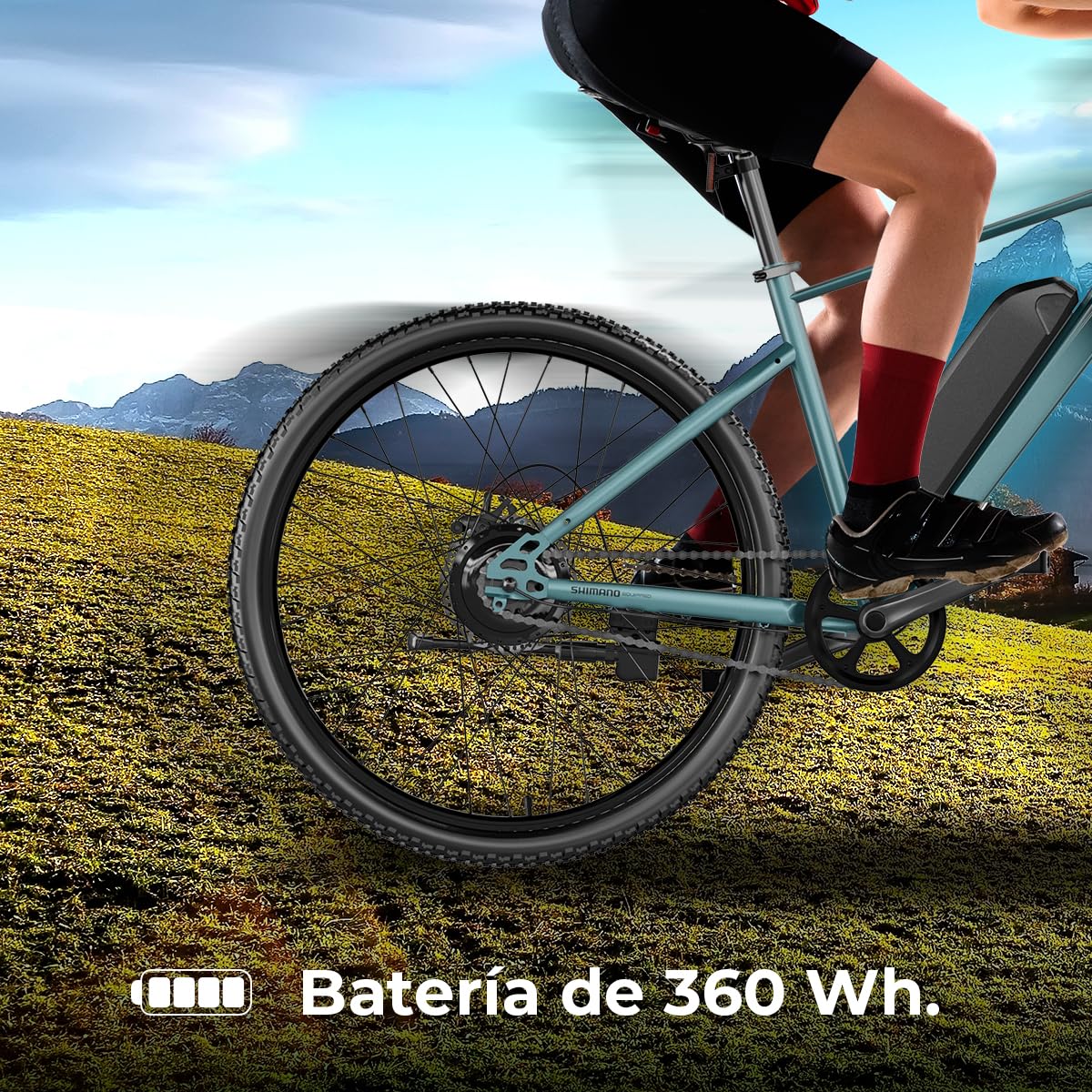Cecotec Bicicleta Eléctrica de Montaña 27,5" y 29", hasta 55-120km de autonomía, Doble y Simple suspensión, Cambio Shimano 7-24 velocidades, Disco de Freno hidráulico