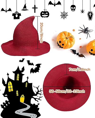 Miniatura 3 de Qianmome Paquete de 1, 2 y 4 sombreros de bruja de Halloween para mujer, de ala ancha, plegable, puntiagudo, accesorio para disfraz de fiesta de