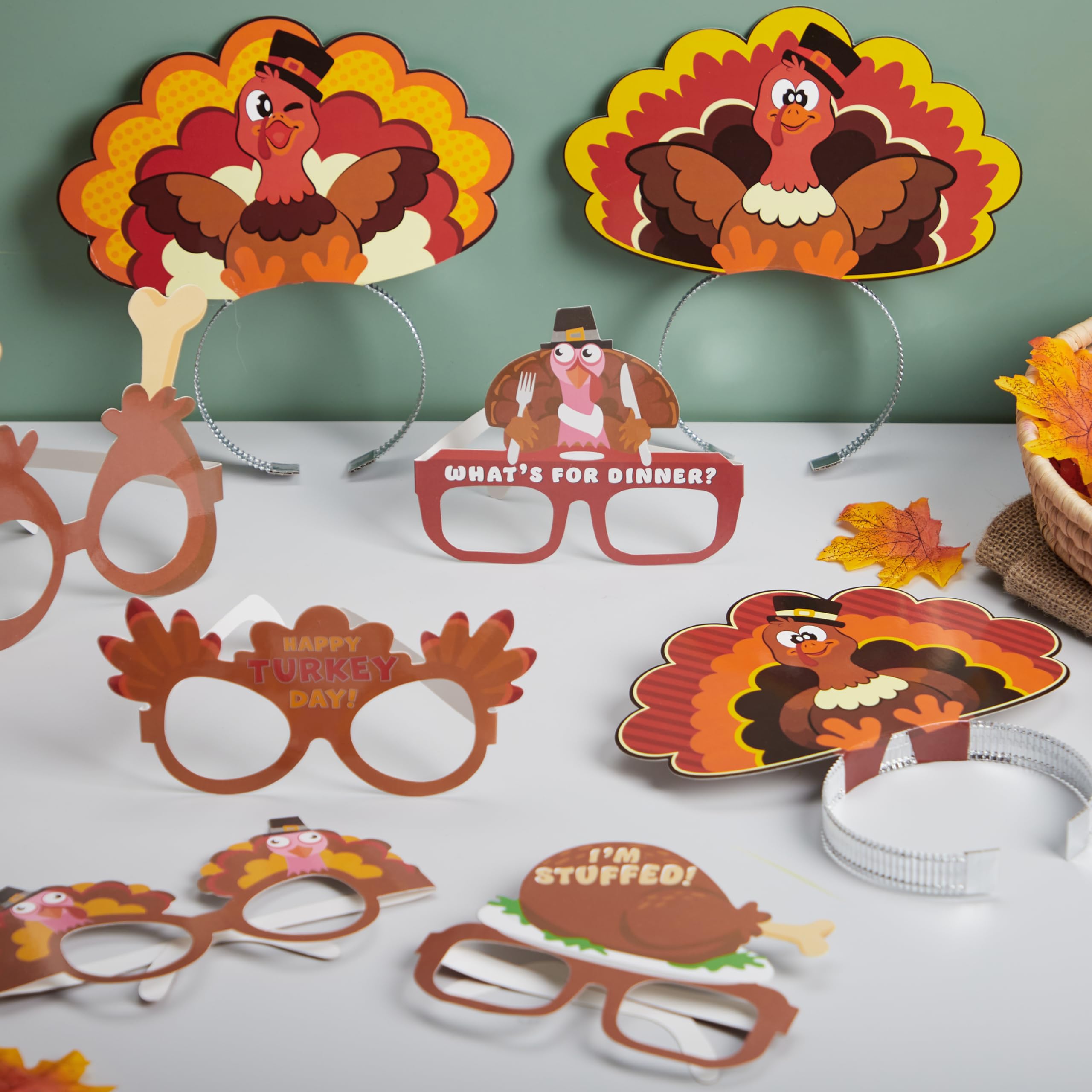 Thanksgiving Turkey Sunglasses Props 2 Pack Cartoon Eyeglasses Party Favors Amazon.com: JOYIN 24 Pcs Thanksgiving Turkey Eyeglasses  main image 2